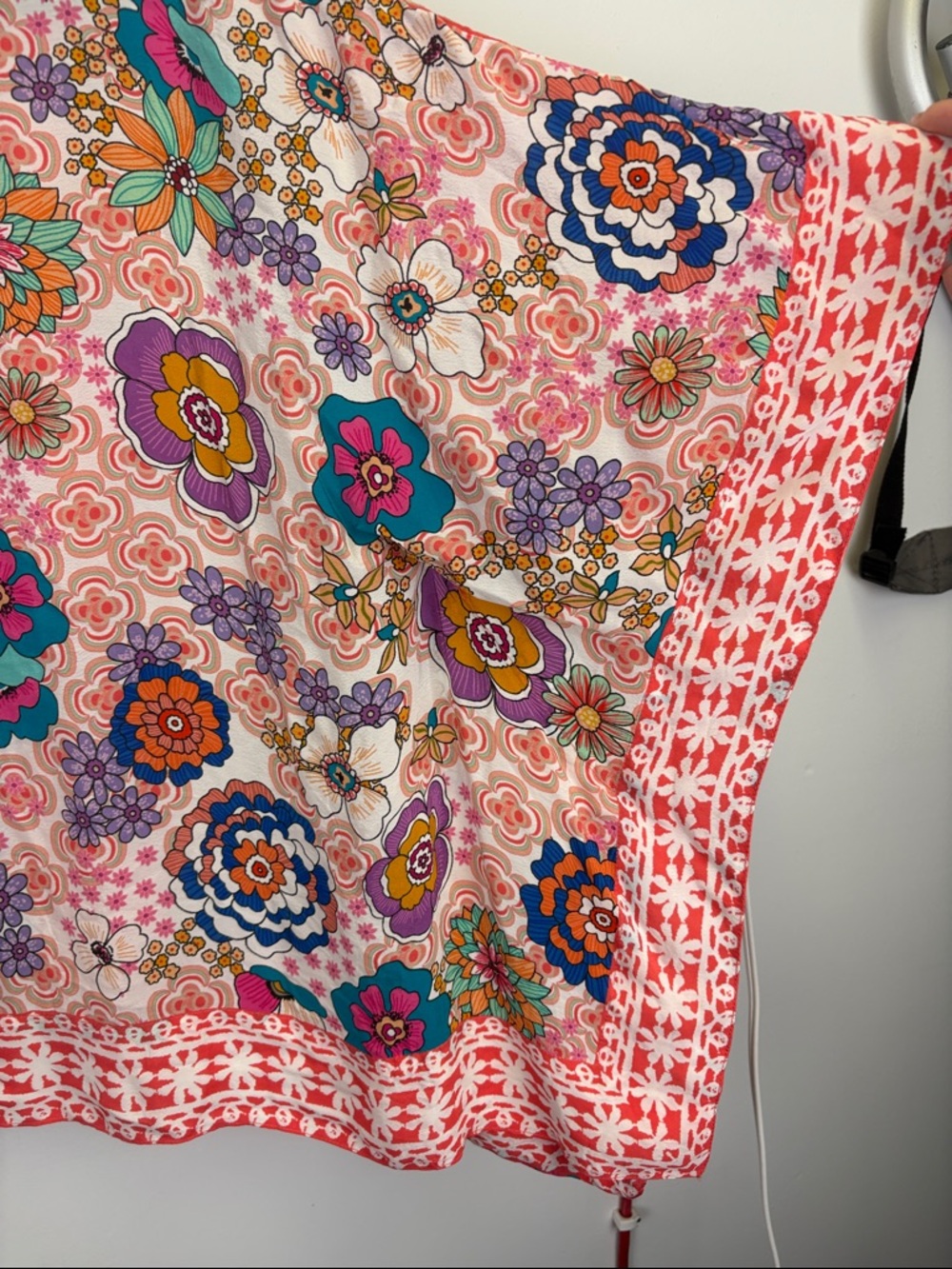Tolani Patchwork Floral Kimono Jacket Boho Open Front Cropped Multicolor One Sz - Picture 9 of 9